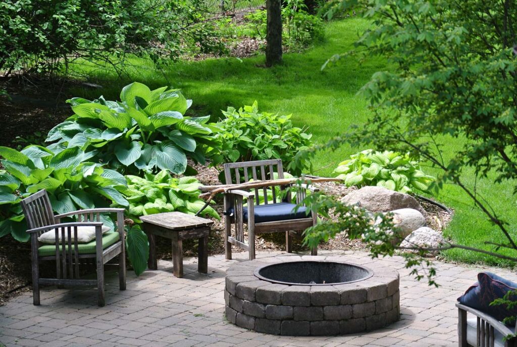 Dream backyard setup with Fireplace